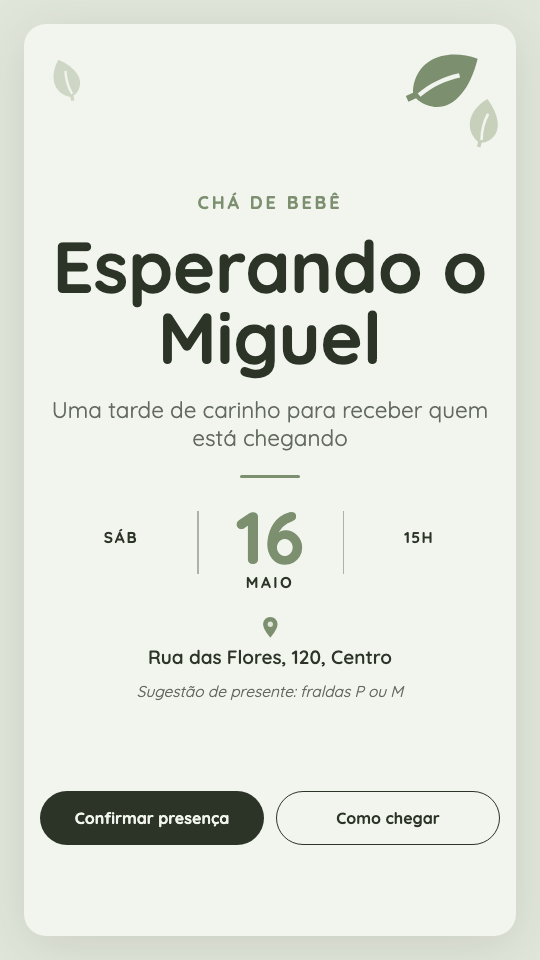 Modelo Convite de chá de bebê