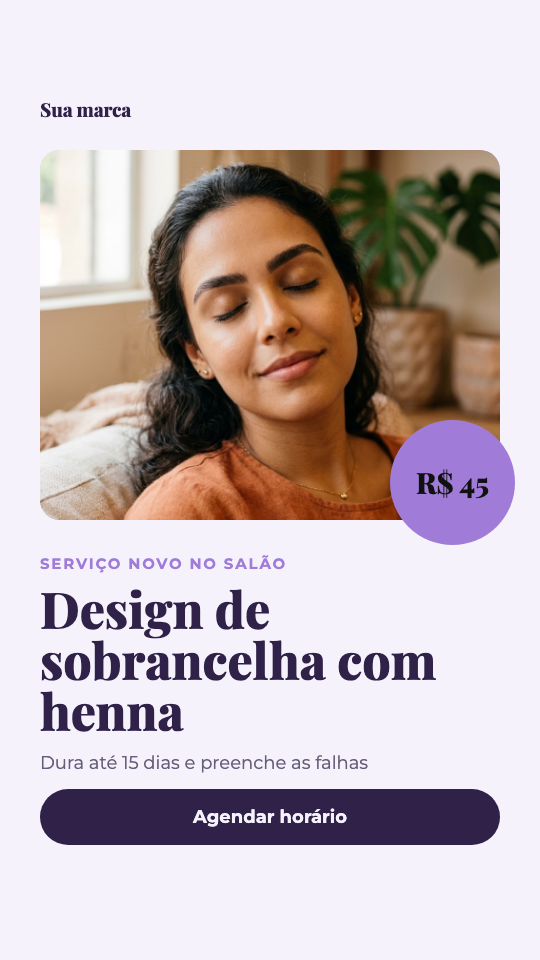 Modelo Serviço novo: sobrancelha com henna