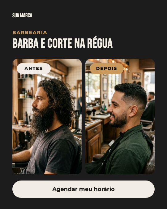 Modelo Antes e depois da barba